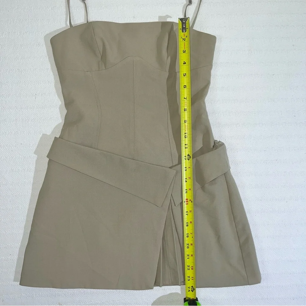 Oh Polly Bruna Woven Twill Wrap Over Pleated Mini Dress Size 4 Preppy Party Chic - Picture 12 of 12